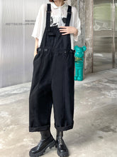 Casual Solid Black Denim Wide Leg Jumpsuit